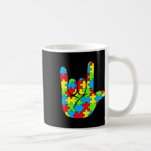 Caneca De Café Mãe Pai Asl Love Sign Language Autismo Consciência