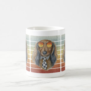Caneca De Café Mãe Pai Dachshund de Cabelo Comprido Retro Vintage
