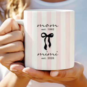 Caneca De Café Mãe para Mimi Mug Laço Rosa Listras