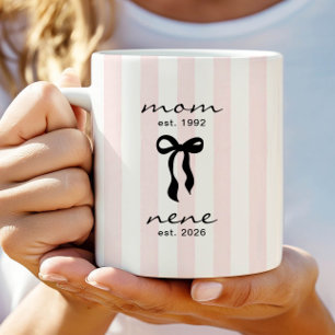 Caneca De Café Mãe para Nene Mug Laço Rosa Listras