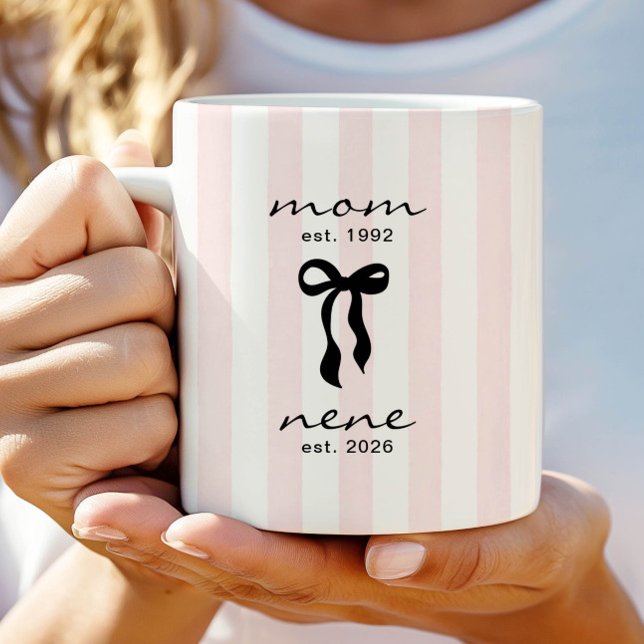 Caneca De Café Mãe para Nene Mug Laço Rosa Listras (Criador carregado)