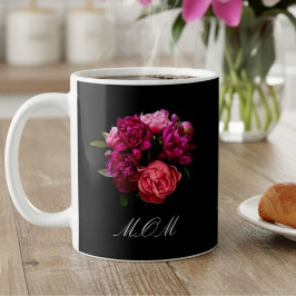 Caneca De Café Mãe Peônias Rosa e Roxo Dramáticas