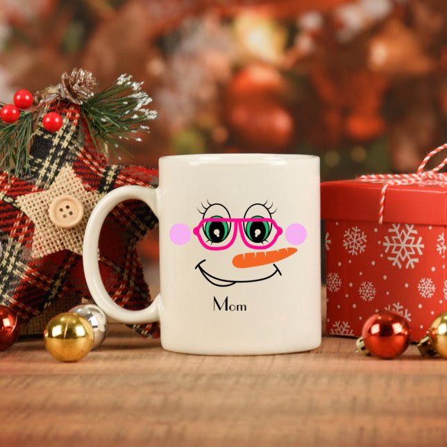 Caneca De Café Mãe personalizada de boneco de neve com óculos ros (Criador carregado)