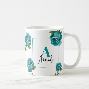 Caneca De Café Mãe Personalizada do Rosa de Teal Moderno