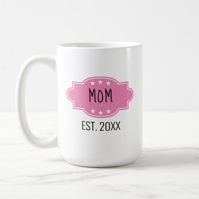 Caneca De Café Mãe personalizada rosa no Est 20XX Adicionar Mug d (Esquerda)