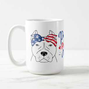 Caneca De Café Mãe Pitbull Bandeira Americana Patriótica Café Pit