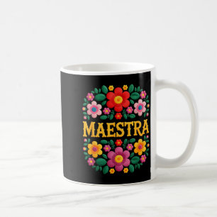 Caneca De Café Mae professora divertida bordado floral mexicano d