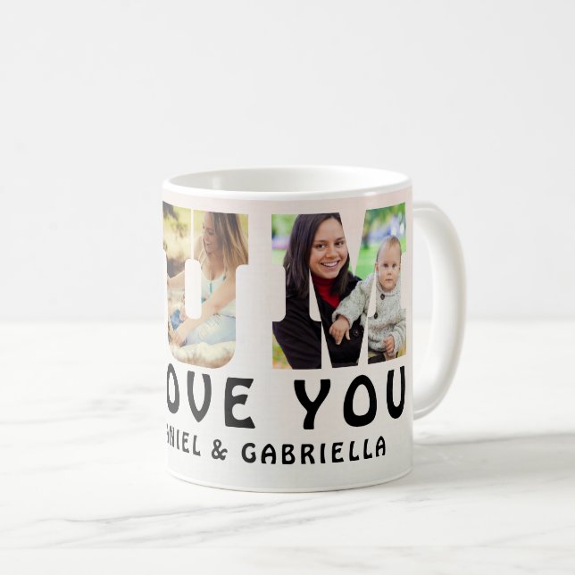 Caneca De Café Mãe Que Te Ama A Colagem Personalizada De Fotograf (Frente Esquerda)