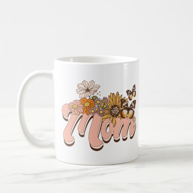 Caneca De Café Mãe Retro Floral (Esquerda)