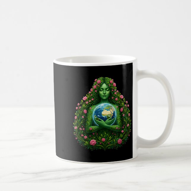 Caneca De Café Mãe terra abraçando o dia da terra salvar (Direita)
