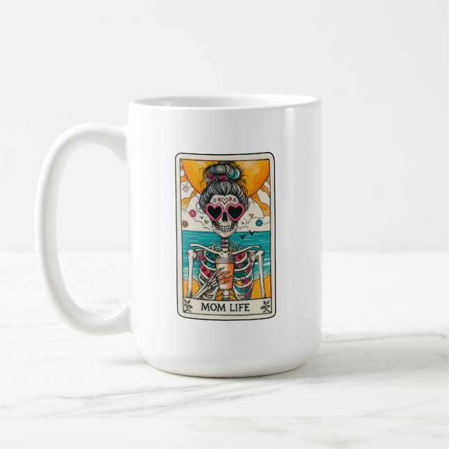 Caneca De Café Mãe Vida Skeleton Tarot Card Coffee Mug (Esquerda)