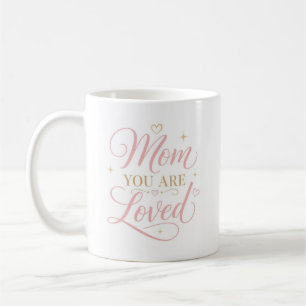 Caneca De Café Mãe Você É Amada Citação Rosa Elegante Dourada
