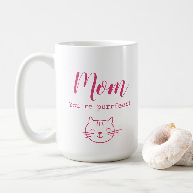 Caneca De Café "Mãe, você é perfeita", amante engraçado de gatos  (Com Donut)