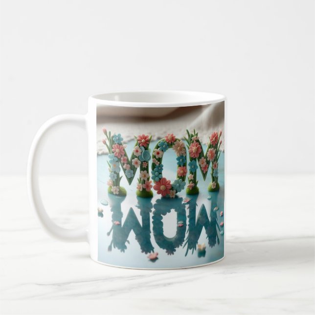 Caneca De Café Mãe Wow Ornamentado Floral (Esquerda)