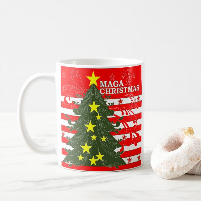 Caneca De Café MAGA Christmas Patriotic (Com Donut)