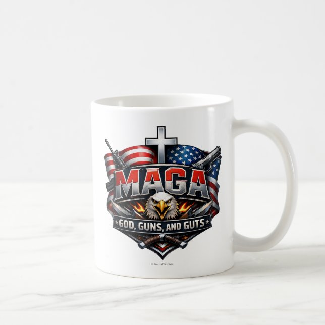 Caneca De Café MAGA: Deus, Armas e Coragem. (Direita)