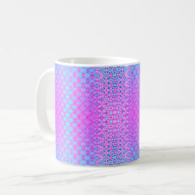 Caneca De Café Magenta, Azul-Céu e Geométrico dos Marinhos (Frente Esquerda)