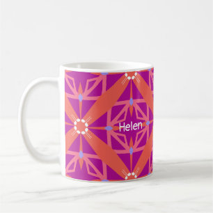 Caneca De Café Magenta Chave De Vida Caleidoscópio Monograma