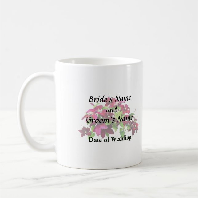 Caneca De Café Magenta Clematis Com Vinha (Esquerda)