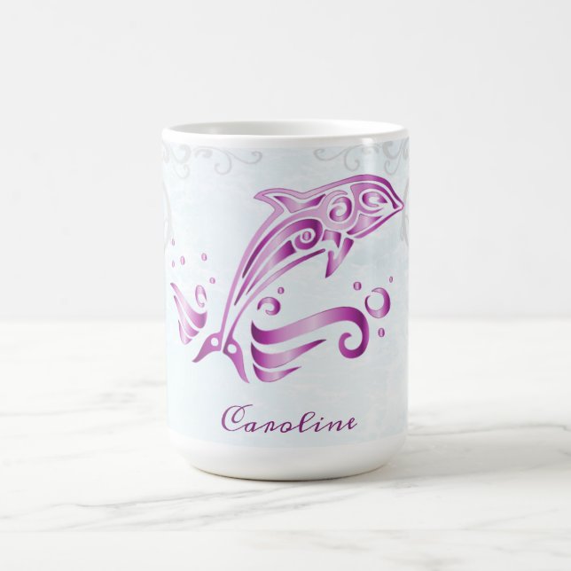Caneca De Café Magenta Dolphin Personalizado Coffee Mug (Centro)