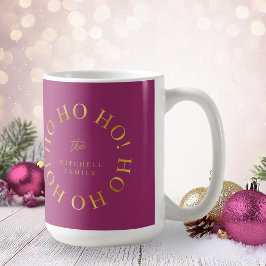 Caneca De Café Magenta Dourada Natal Ho Ho ID1009