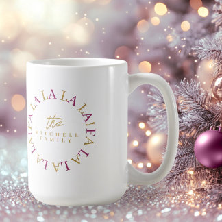 Caneca De Café Magenta Dourado Natal Fa La ID1009
