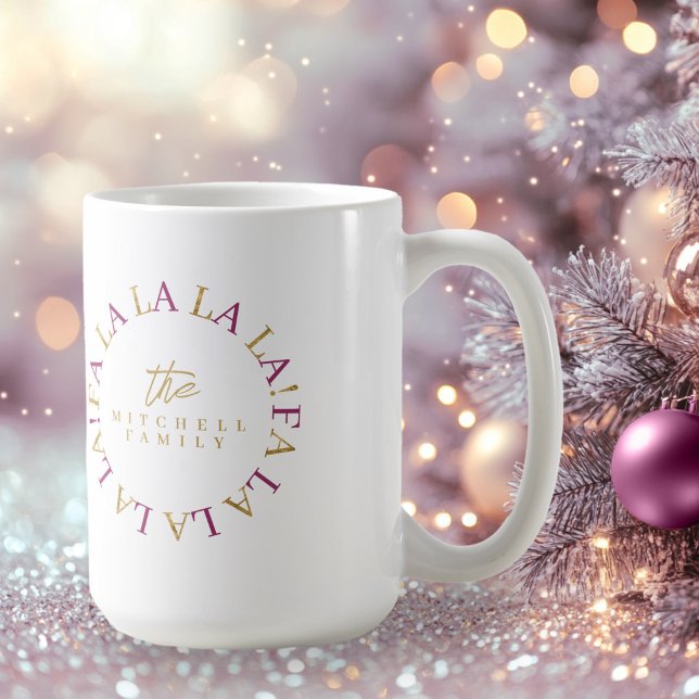 Caneca De Café Magenta Dourado Natal Fa La ID1009 (Criador carregado)