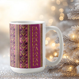 Caneca De Café Magenta Dourado Natal Fa La Pattern#27 ID1009
