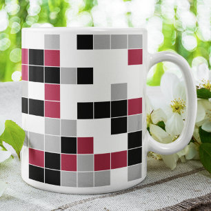 Caneca De Café Magenta Moderno Preto Cinza Geométrico