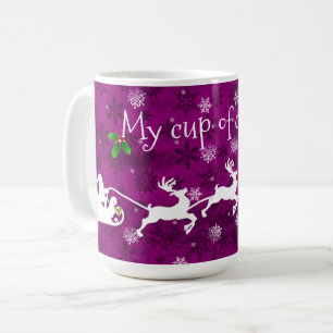 Caneca De Café Magenta Papai noel Sleigh e Reindeer Coffee Mug