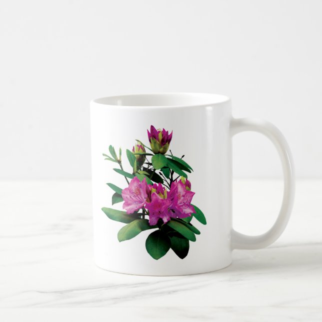Caneca De Café Magenta Rhododendrons com Buds (Direita)