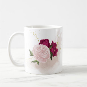 Caneca De Café magenta rosa flora verdejante 