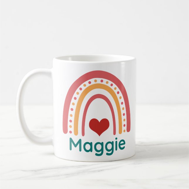 Caneca De Café Maggie Vintage Boho Rainbow (Esquerda)