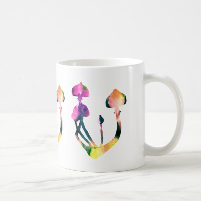 Caneca De Café Magia Cogumelos Aquarela (Direita)