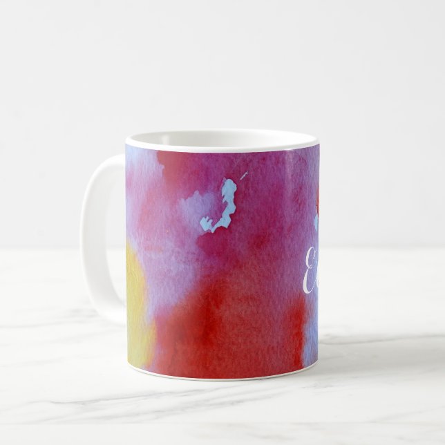 Caneca De Café Magia de Aquarela Personalizada (Frente Esquerda)