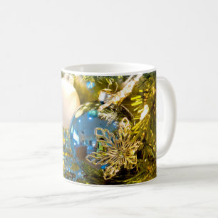 Caneca De Café Magia de Natal Azul e Dourada