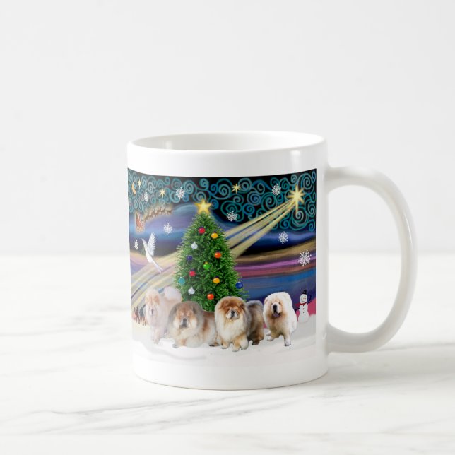 Caneca De Café Magia de Natal Chow Chows (quatro) (Direita)