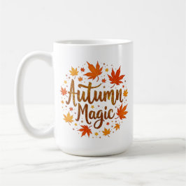 Caneca De Café Magia de Outono Folhas de Outono Tipografia Sazona