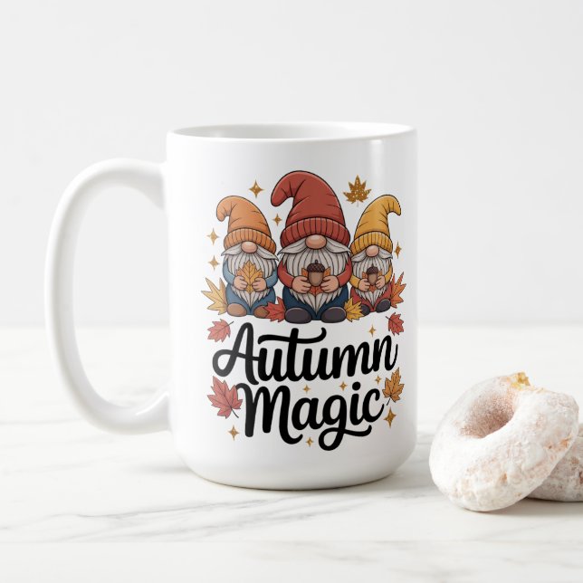Caneca De Café Magia de Outono Gnomo (Com Donut)