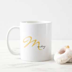Caneca De Café Magia de Segunda-feira Motivação Novo Começo Tipog