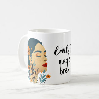 Caneca De Café Magic Brew Floral Mulher Mug