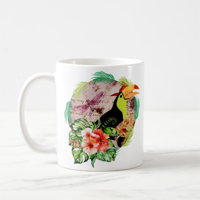 Caneca De Café Mágica de Toucan - Bruxaria de Pássaro Tropical (Esquerda)