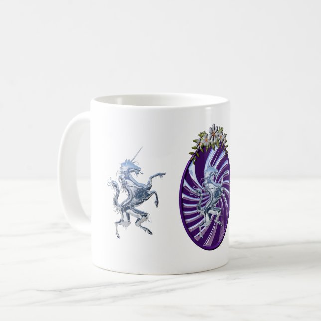Caneca De Café Magical Mythical Silver Unicorn (Frente Esquerda)