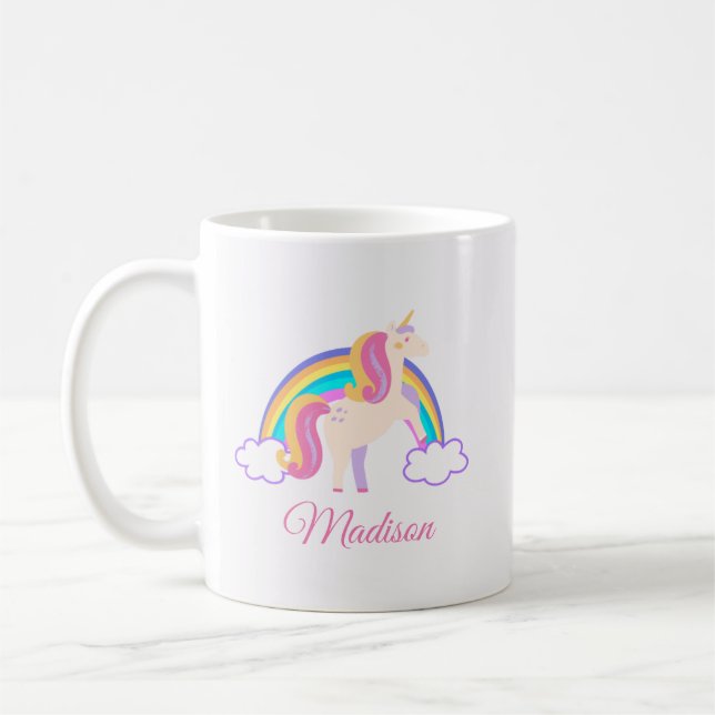 Caneca De Café Magical Rainbow Unicorn, Personalizada (Esquerda)