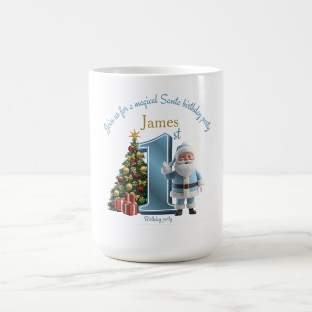 Caneca De Café Magical Santa Birthday Invitation – 1st Birthday (Centro)