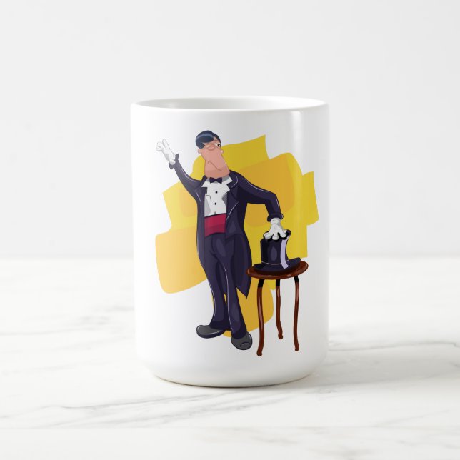 Caneca De Café Mágico de desenho animado realizando truque de mág (Centro)