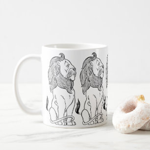 Caneca De Café Mágico Vintage de Oz, Leão Covarde Valente