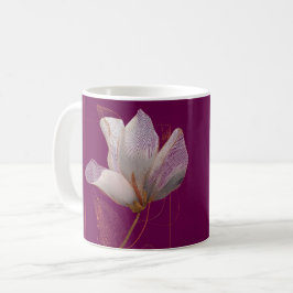 Caneca De Café Magnólia Branca Linha Dourada Magenta