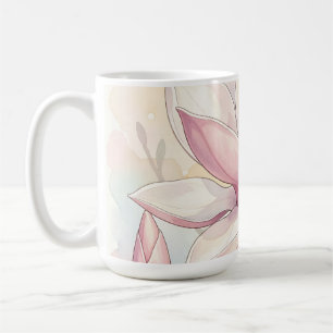 Caneca De Café Magnólia Rosa Delicada em Aquarela em Flor