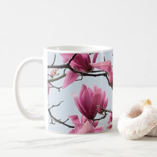 Caneca De Café Magnolia Rosa Elegante Flores Peaceful Hanami